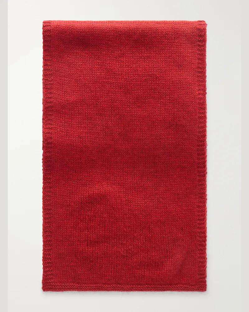 Anderson & Sheppard Muskox, Wool and Silk-Blend Scarf Red