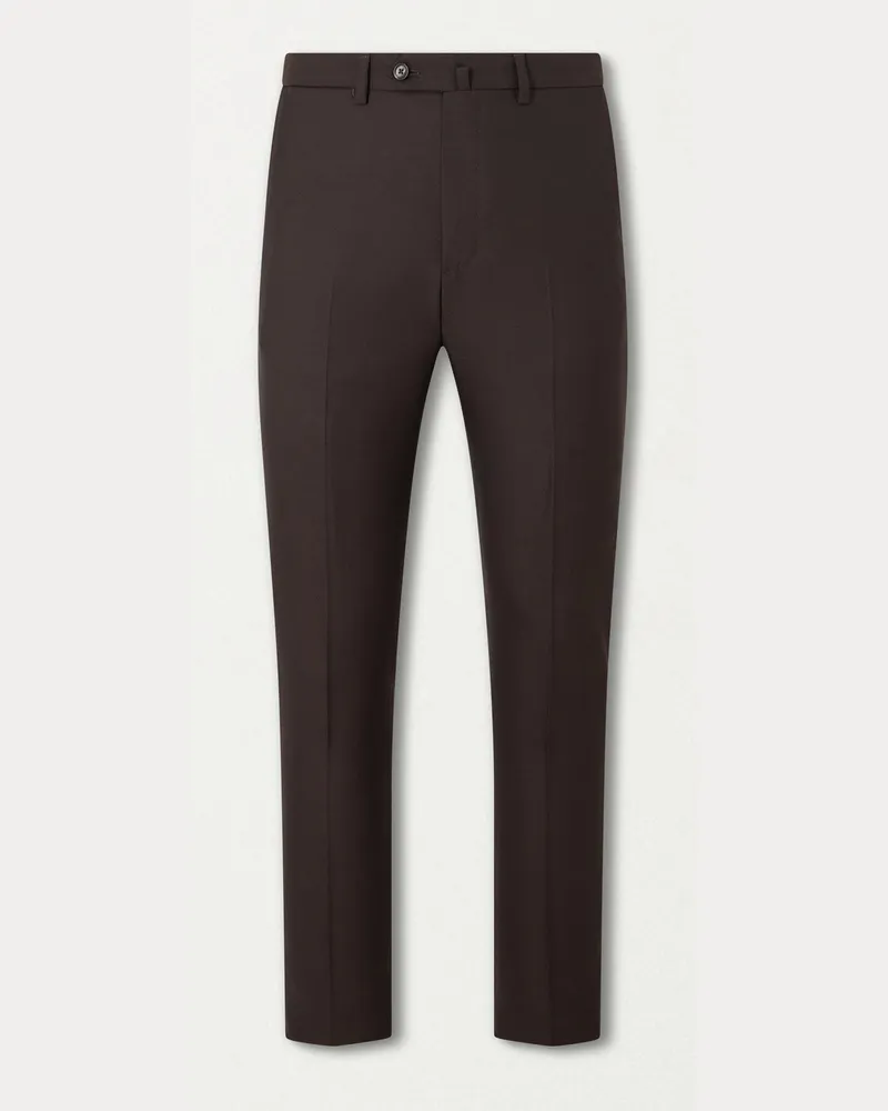 De Petrillo Tapered Virgin Wool Suit Trousers Brown