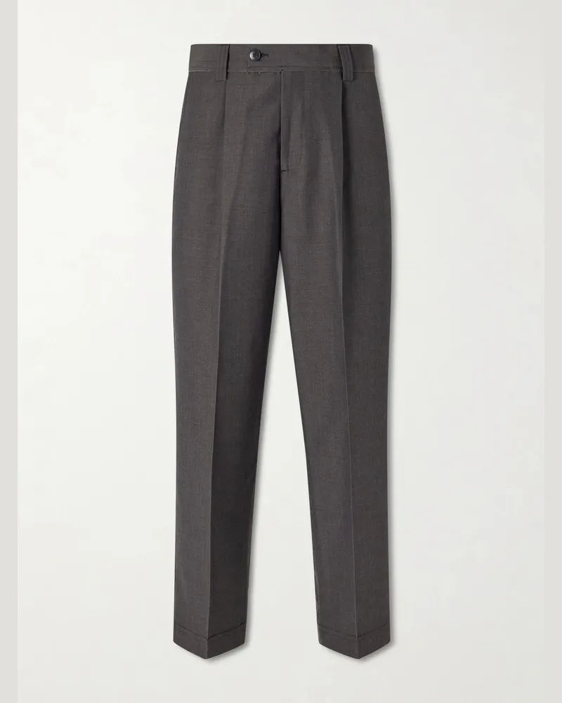 Mfpen Straight-Leg Pleated Wool Trousers Gray