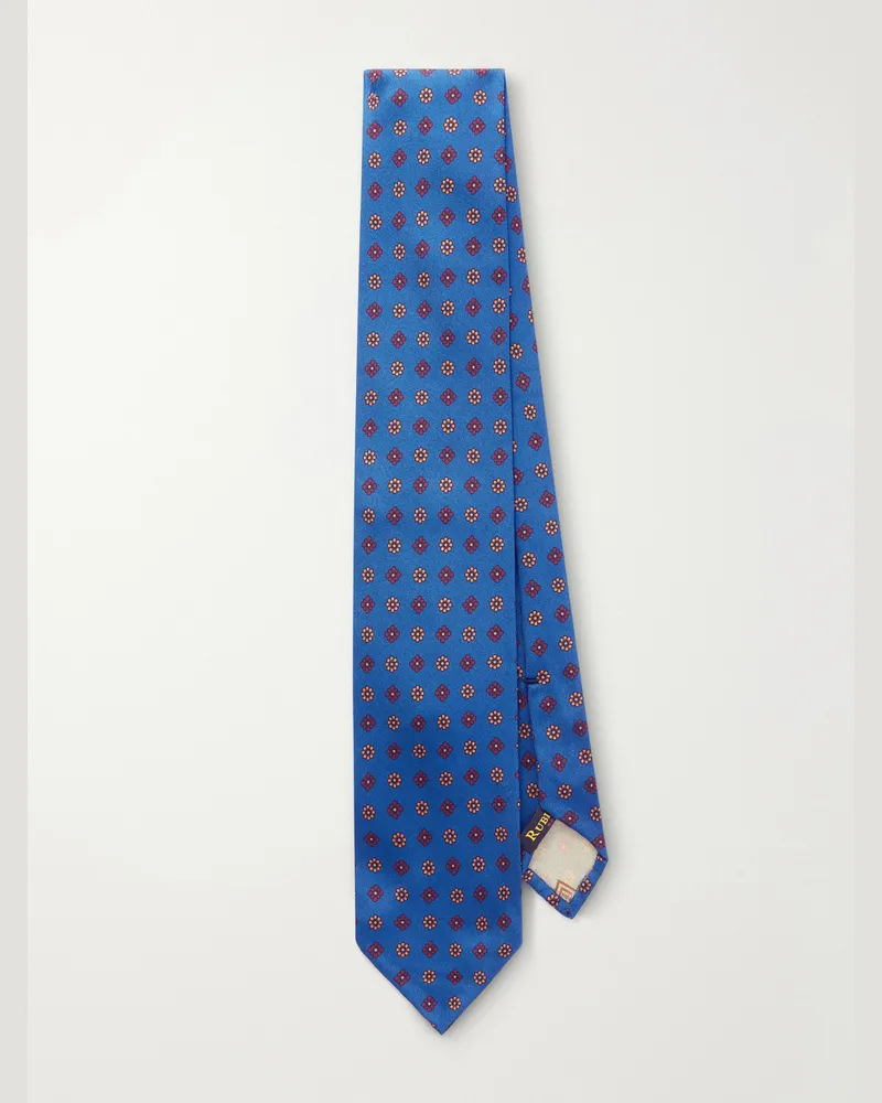 Rubinacci 8cm Printed Silk-Twill Tie Blue