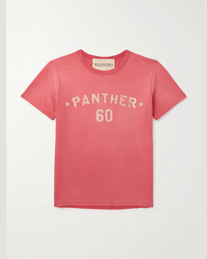 Valentino Garavani Chez Valentino T-Shirt aus Baumwoll-Jersey mit Logoapplikation und Print Rot