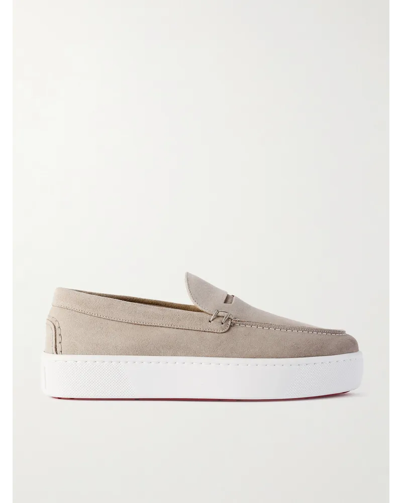 Christian Louboutin Paqueboat Pennyloafers aus Veloursleder Neutral