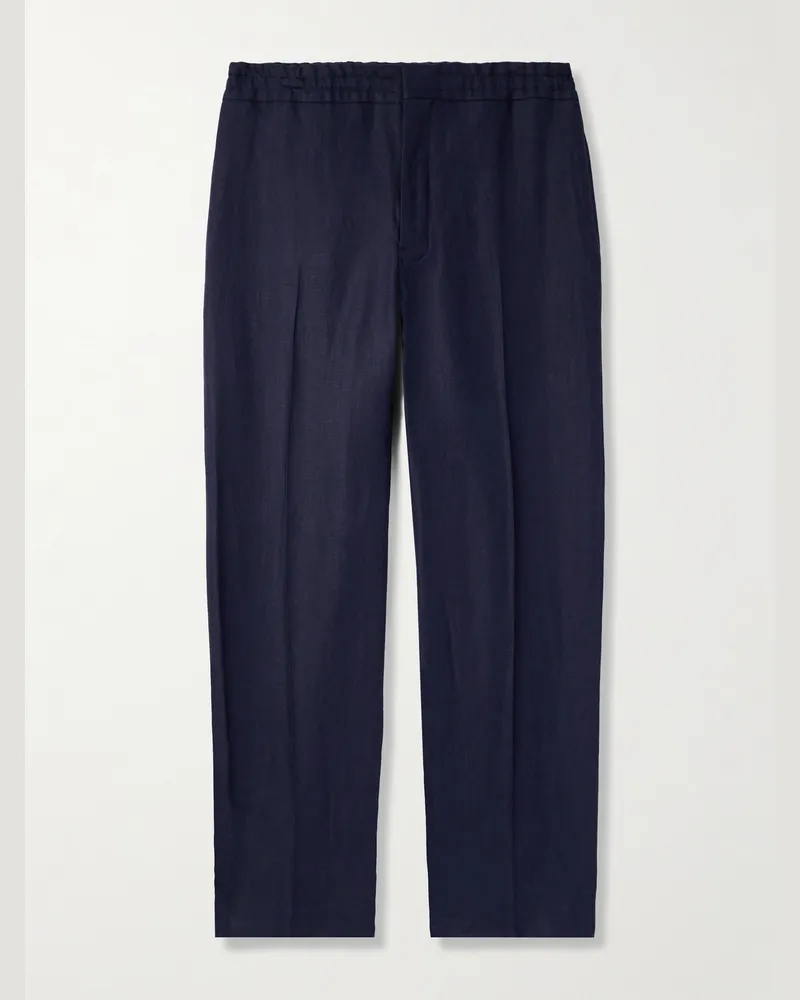Ermenegildo Zegna Tapered Oasi Linen Trousers Blue