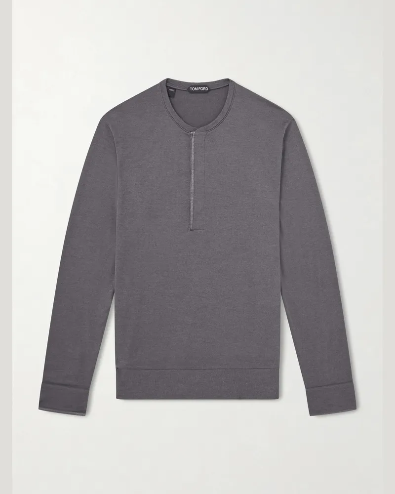 Tom Ford Slim-Fit Cashmere, Wool and Silk-Blend Sweatshirt Gray