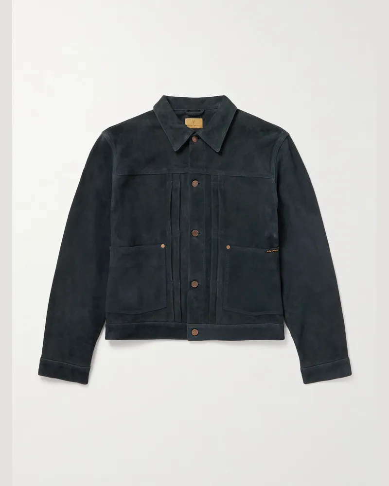 Nudie Jeans Dante II Jacke aus Veloursleder Blau