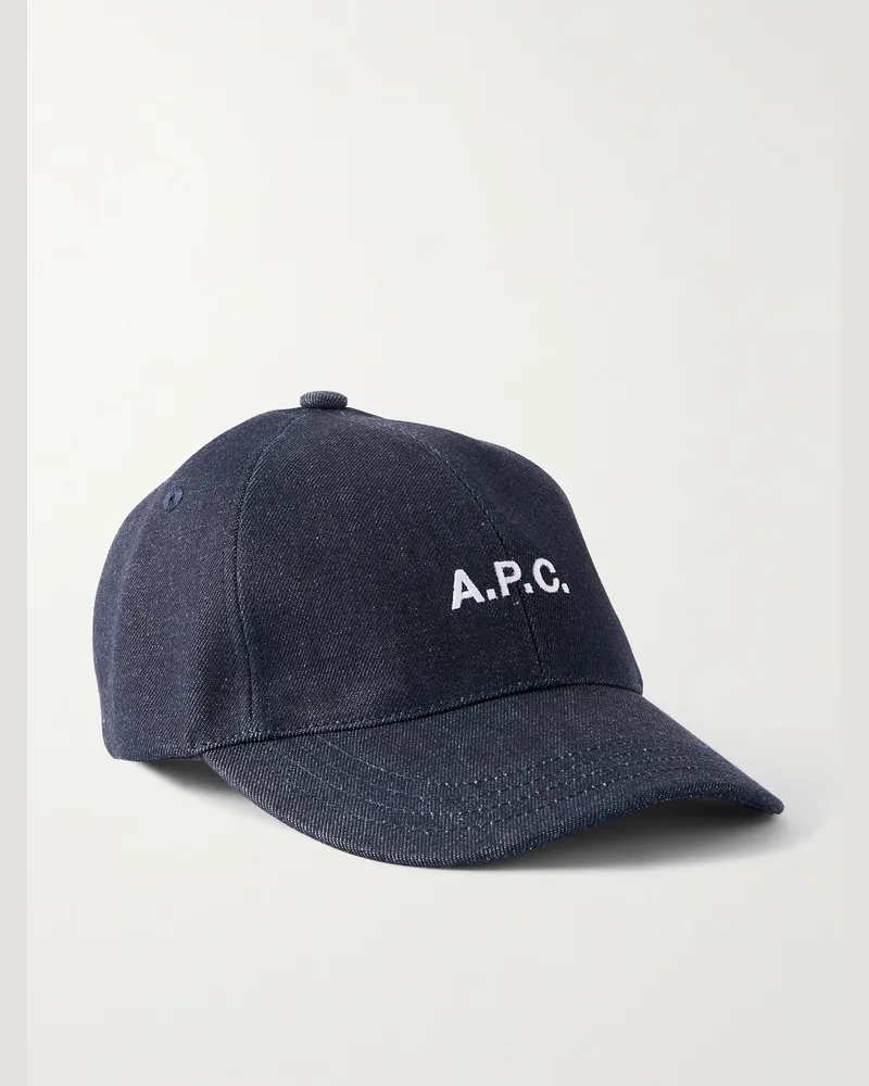 A.P.C. Charlie Baseballkappe aus Denim mit Logostickerei Blau