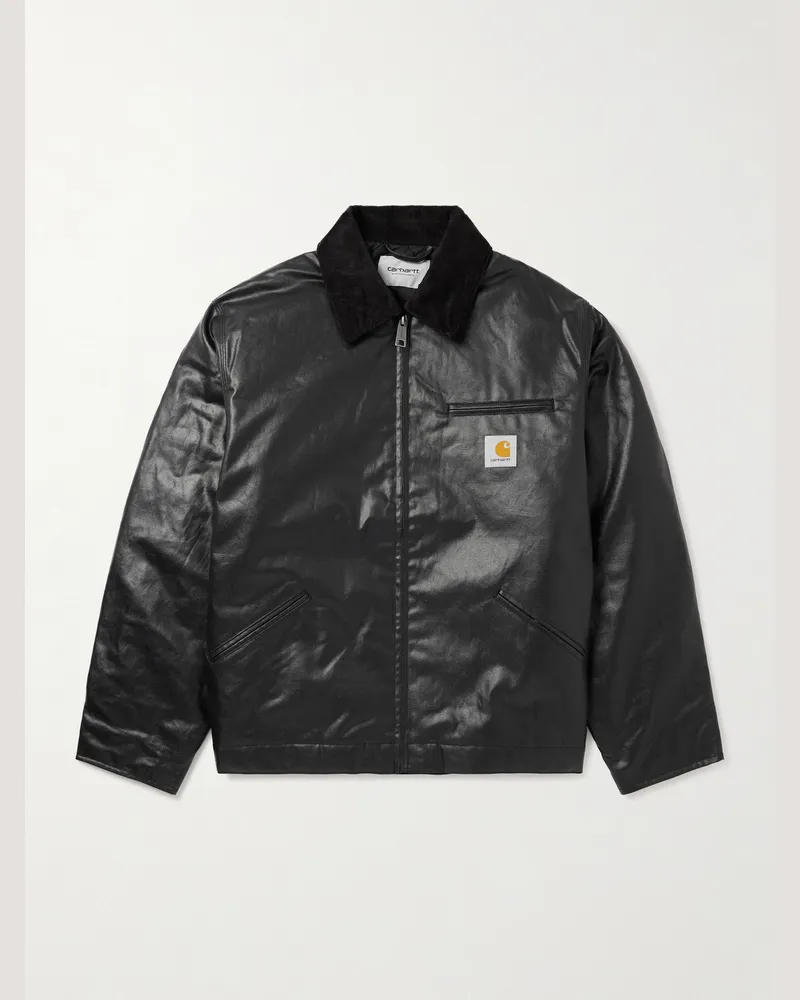 Carhartt WIP OG Dean Jacke aus beschichtetem Baumwoll-Canvas mit Cordbesatz und Logoapplikation Schwarz