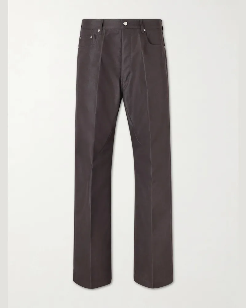 Rick Owens Geth Straight-Leg Organic Cotton-Blend Canvas Trousers Brown