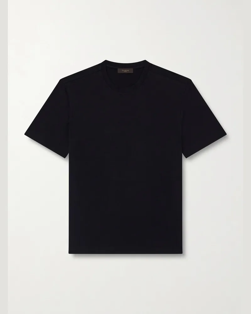 Slowear Cotton and Silk-Blend Jersey T-Shirt Black