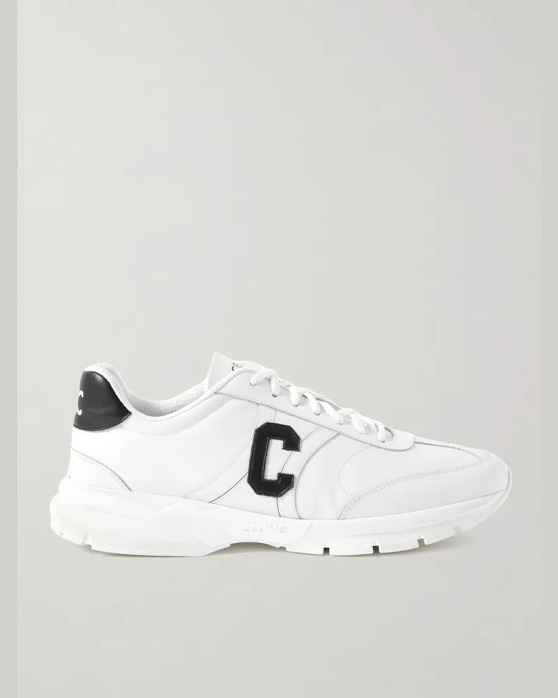 Celine Runner CR-02 Sneakers aus Leder mit Logoapplikation Weiß
