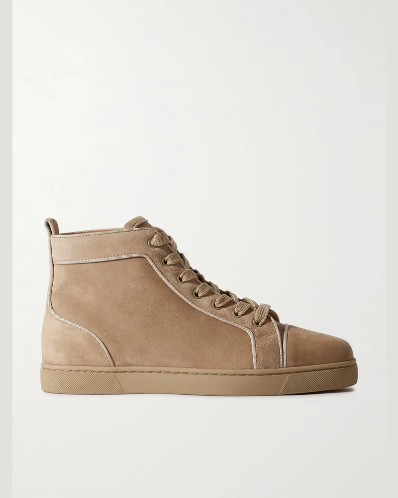 Christian Louboutin Louis Orlato High-Top-Sneakers aus Veloursleder mit Ripsband Neutral
