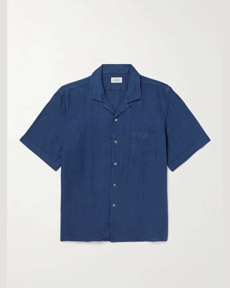 Hartford Palm Hemd aus Leinen mit Reverskragen Blau