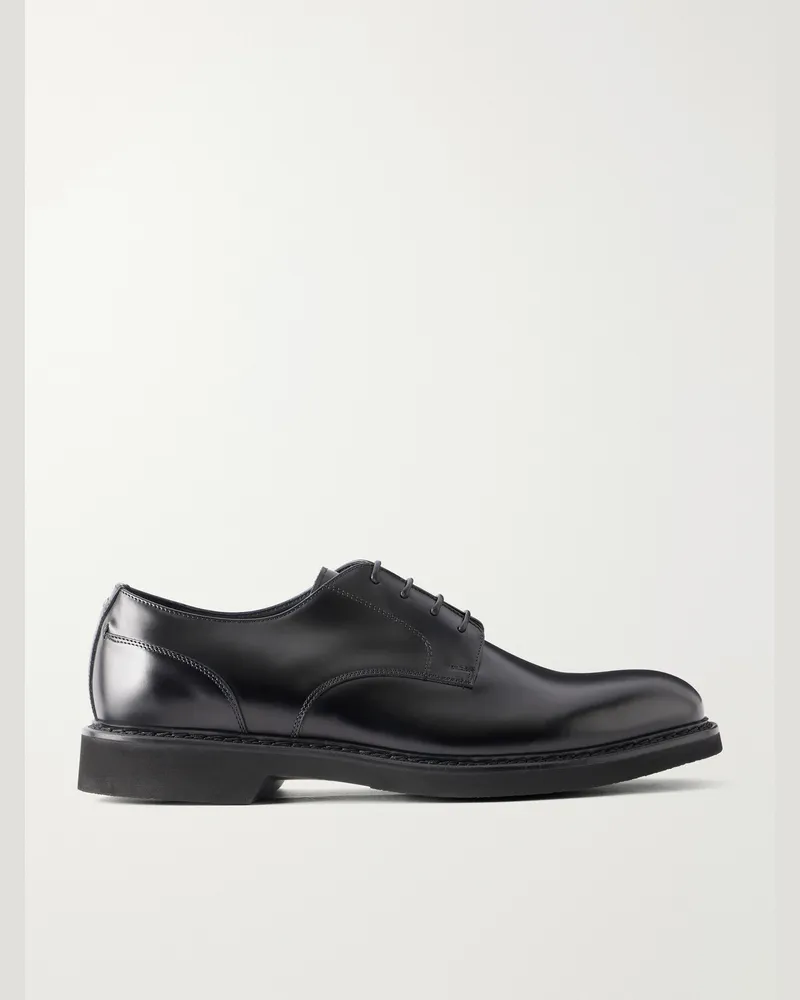 Canali Leather Derby Shoes Black