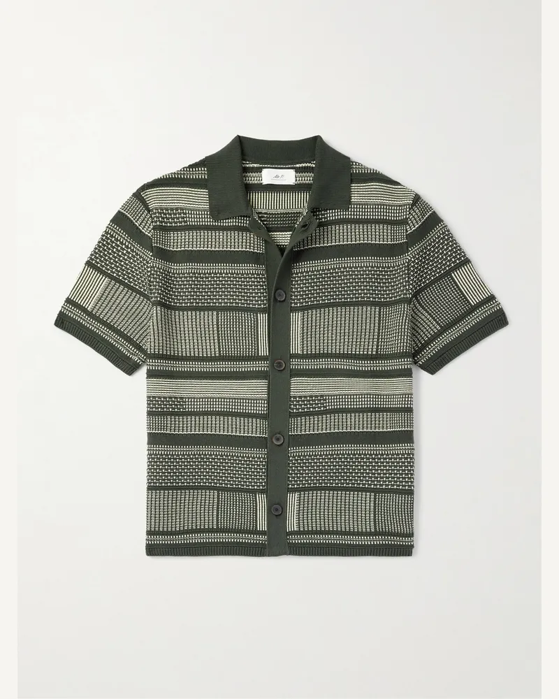 MR P. Striped Organic Cotton Shirt Green
