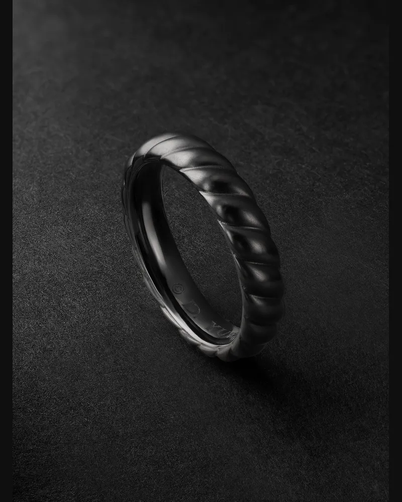 David Yurman Sculpted Cable Titanium Ring Black