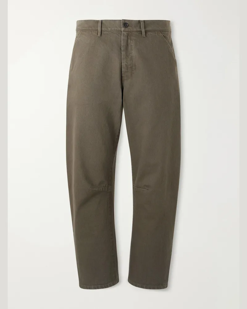 Nili Lotan Emir Straight-Leg Cotton-Blend Twill Trousers Brown