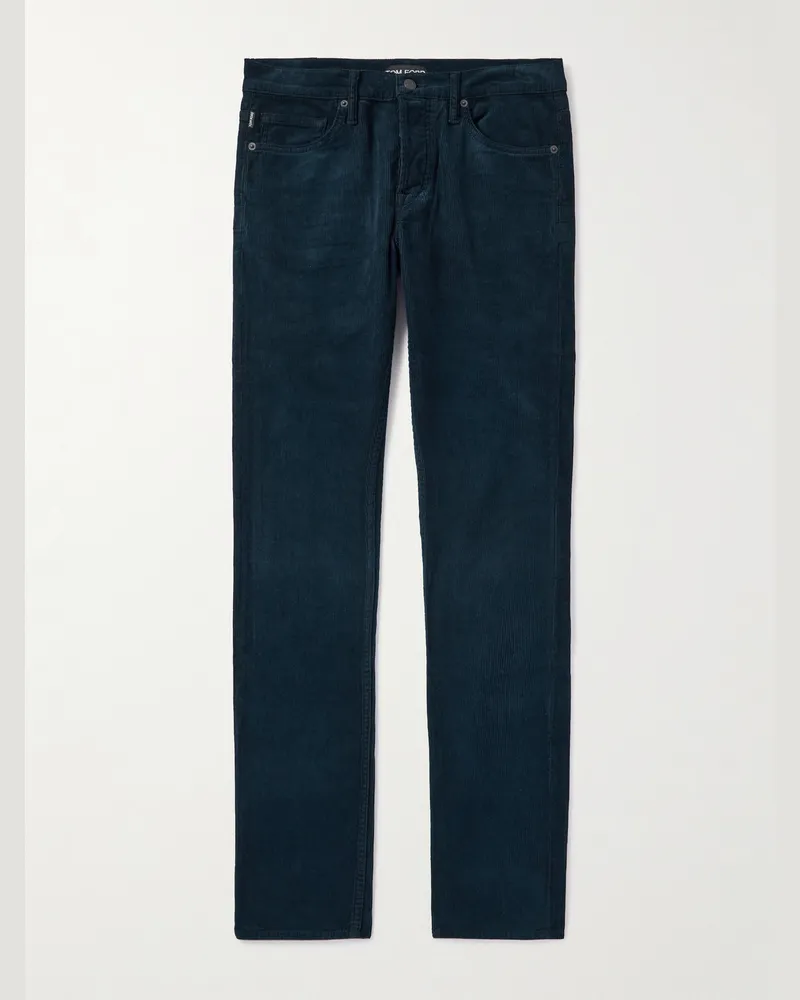 Tom Ford Slim-Fit Cotton-Blend Corduroy Trousers Blue
