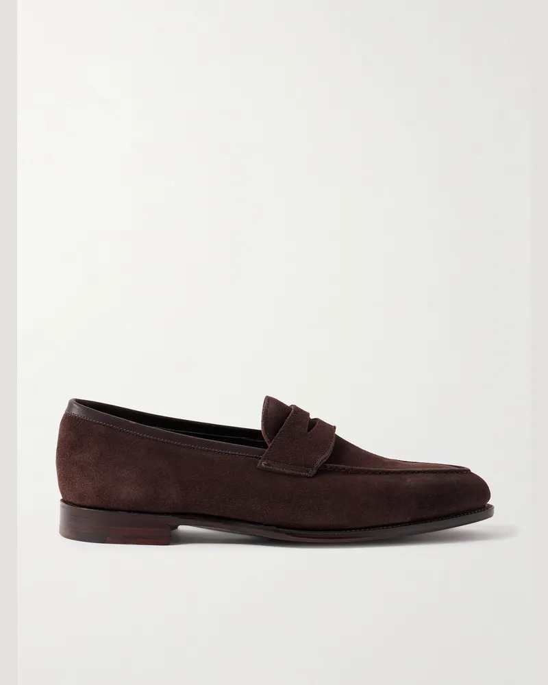 George Cleverley Bradley II Suede Penny Loafers Brown