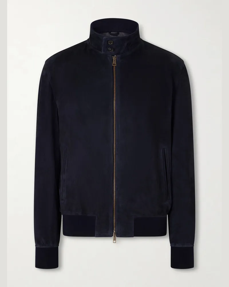 Boglioli Suede Bomber Jacket Blue