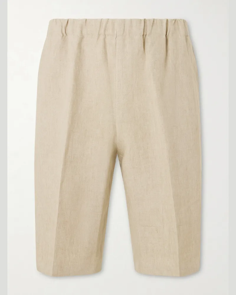 PIACENZA 1733 Gerade geschnittene Bermudashorts aus Leinen Neutral