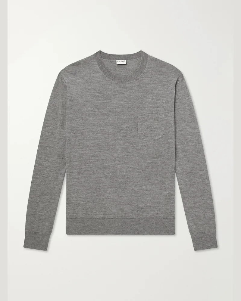Totême Merino Wool and Silk-Blend Sweater Gray