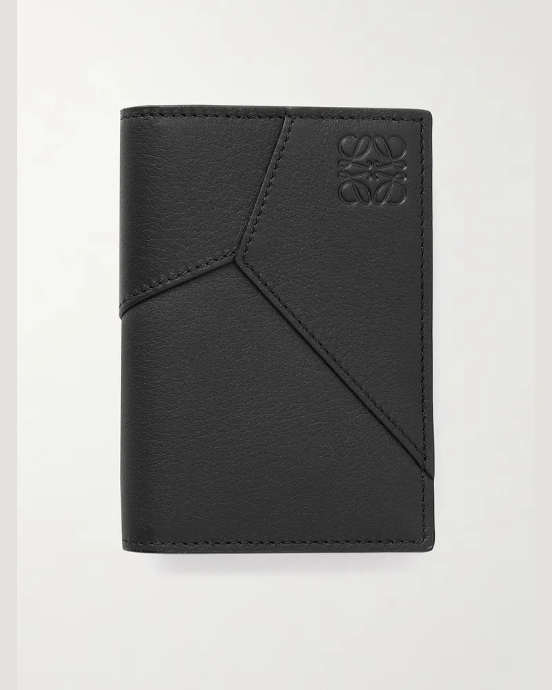 Loewe Puzzle Edge aufklappbares Kartenetui aus Leder Schwarz