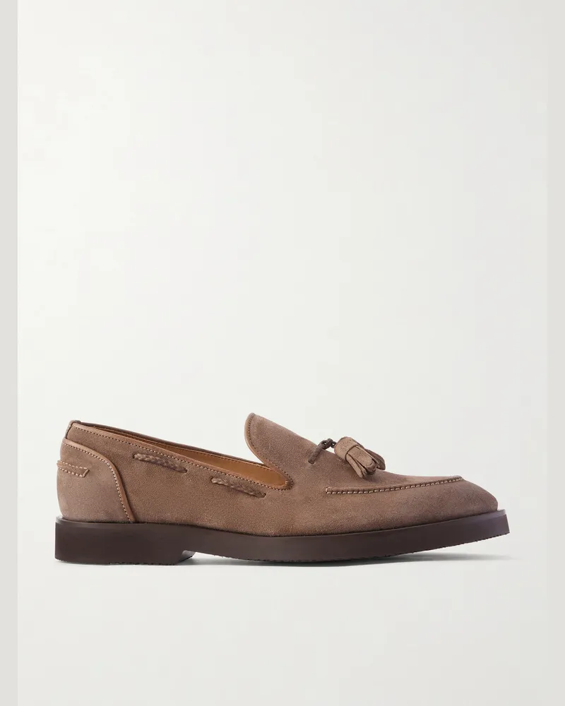 MR P. Tasselled Suede Loafers Brown