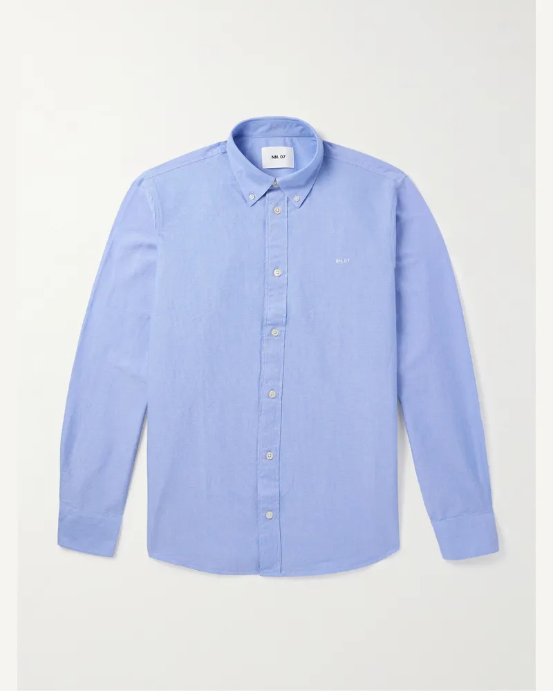 NN 07 Colby 5910 Hemd aus Biobaumwoll-Oxford mit Button-Down-Kragen Blau