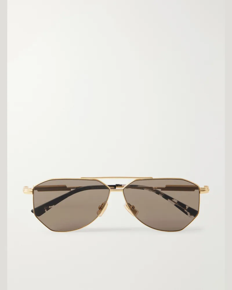 Bottega Veneta Snap Ribbon Aviator-Style Gold-Tone Sunglasses Gold