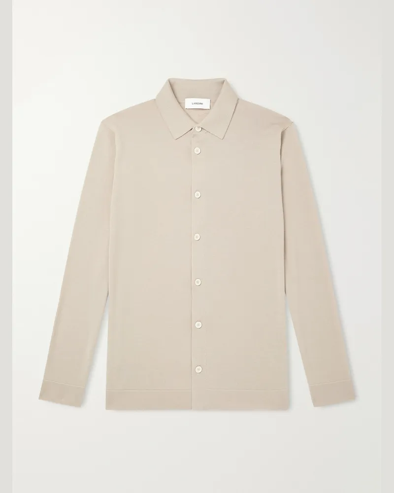 LARDINI Virgin Wool Polo Shirt Neutrals