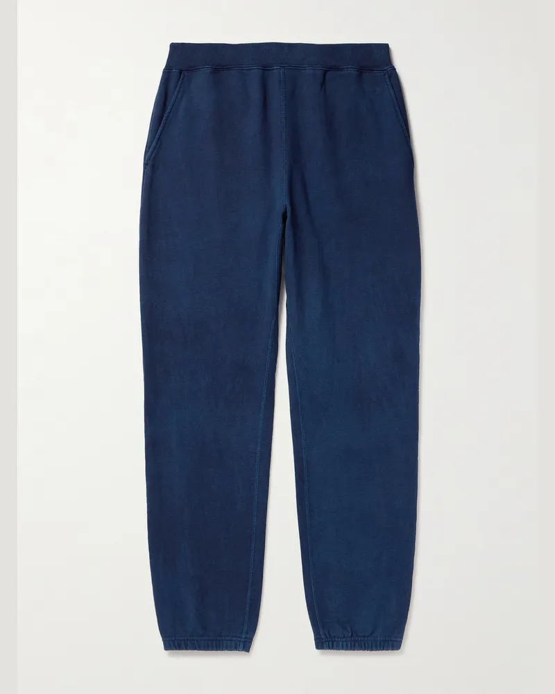 Blue Blue Japan Schmal zulaufende Jogginghose aus Baumwoll-Jersey in Indigo-Färbung Blau