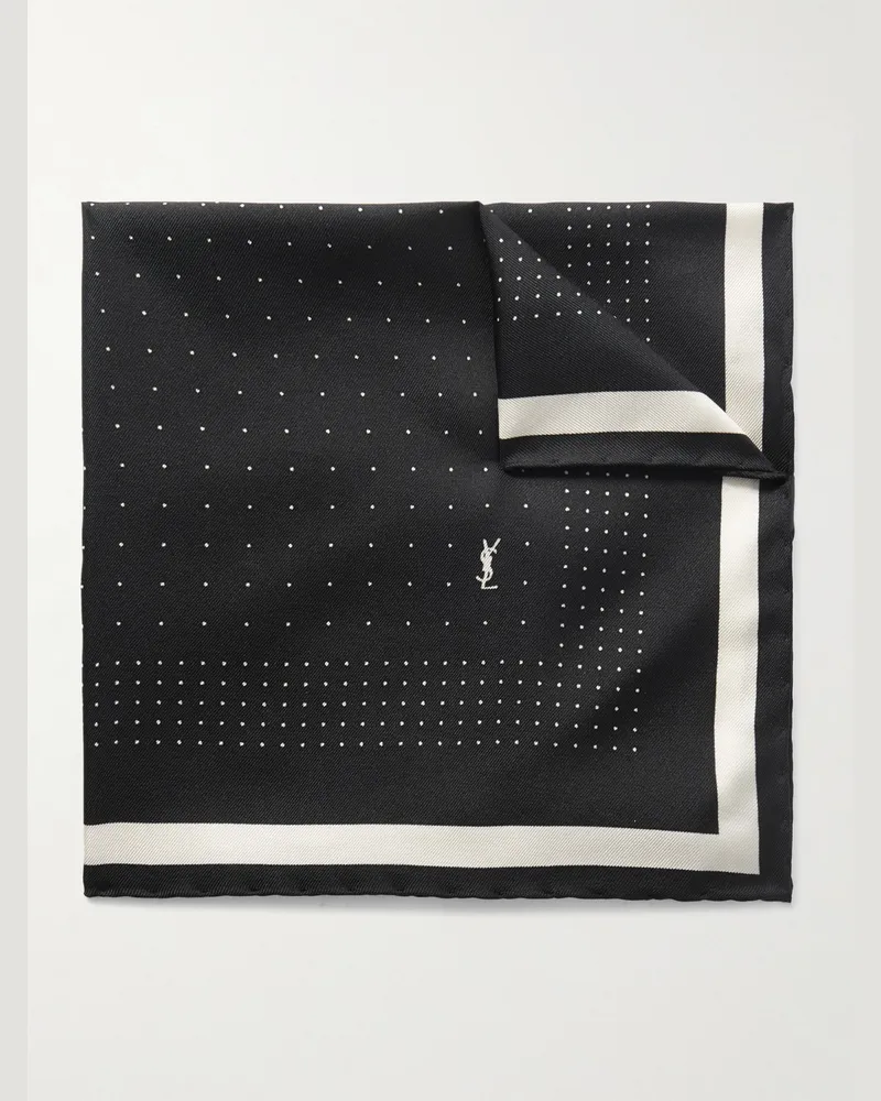 Saint Laurent Tuch aus bedrucktem Seiden-Twill Schwarz