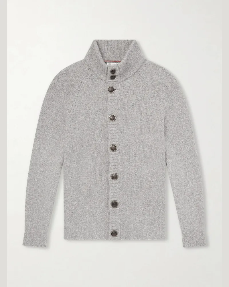 Brunello Cucinelli Virgin Wool, Silk and Cotton-Blend Cardigan Gray