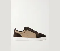 Louis Junior Grosgrain-Trimmed Suede and Canvas Sneakers