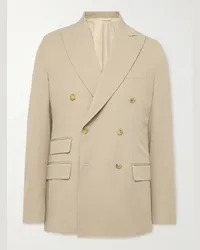 De Petrillo Sorrento doppelreihige Smokingjacke aus Schurwoll-Twill Neutral