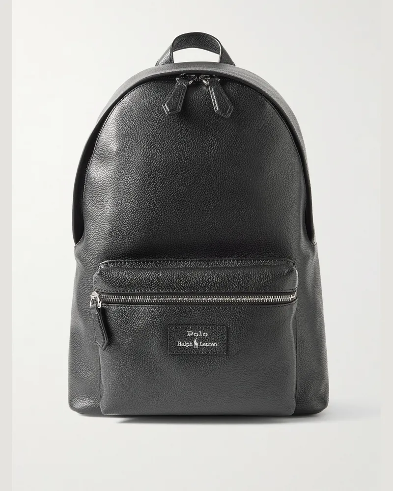 Ralph Lauren Rucksack aus vollnarbigem Leder Schwarz