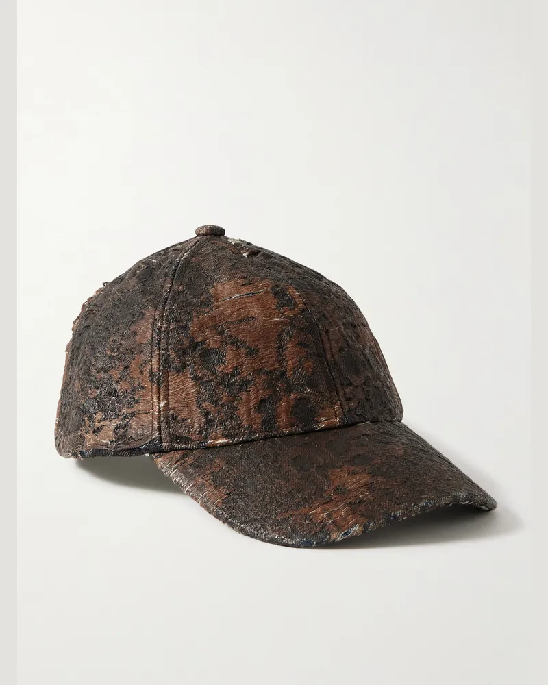 Acne Studios Carliy Baseballkappe aus beschichtetem Baumwoll-Twill in Distressed-Optik Braun