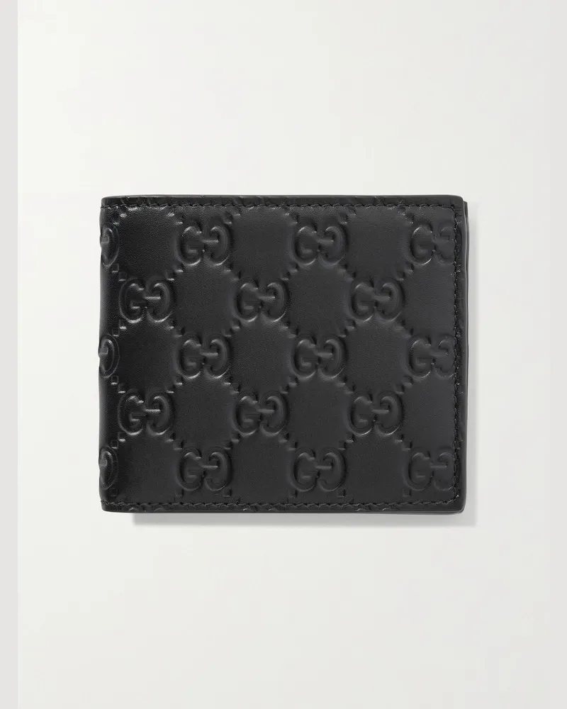 Gucci Arabella aufklappbares Portemonnaie aus Leder mit Logoprägung Schwarz