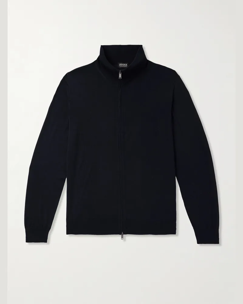 Ermenegildo Zegna Cardigan aus Wolle mit Reißverschluss Blau