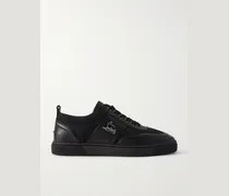 Retro Sneakers aus Canvas mit Besatz aus vollnarbigem Leder