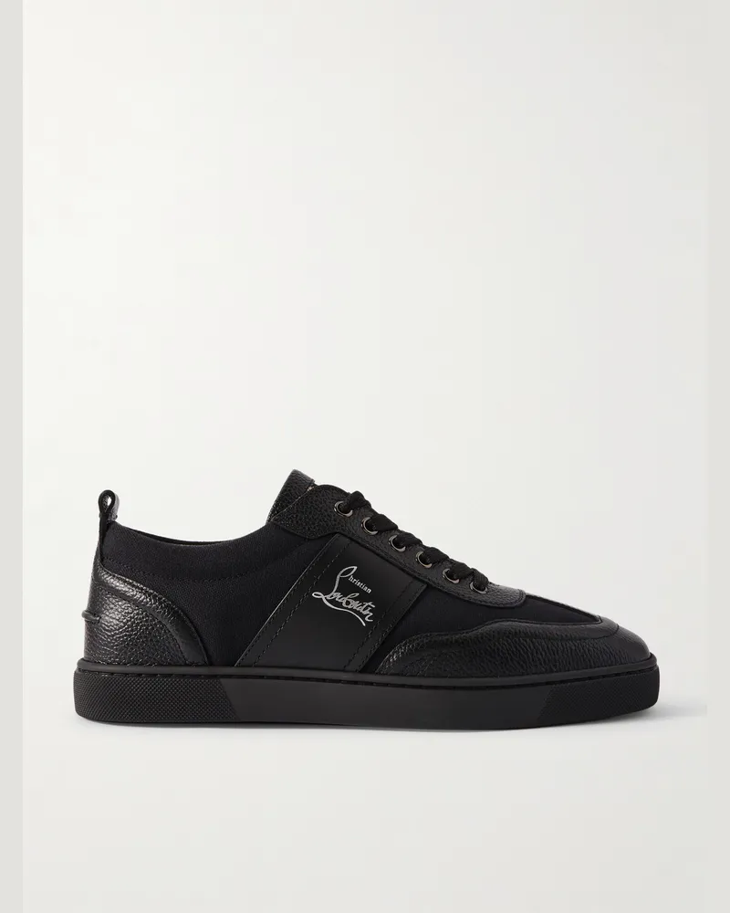 Christian Louboutin Retro Sneakers aus Canvas mit Besatz aus vollnarbigem Leder Schwarz