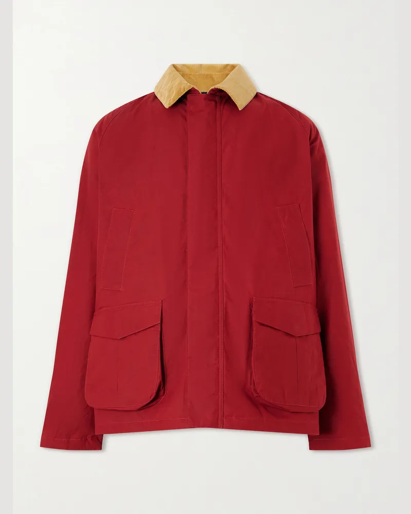 Fortela Bristol Corduroy-Trimmed Waxed Cotton-Canvas Jacket Red
