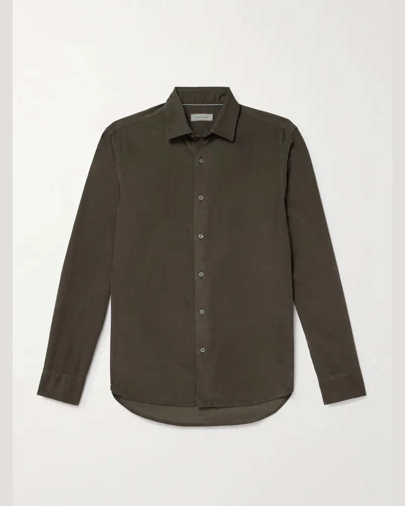 Canali Hemd aus Baumwollcord Braun