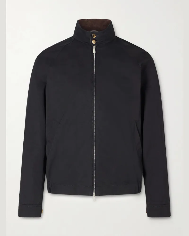 Brunello Cucinelli Cotton-Blend Twill Bomber Jacket Black
