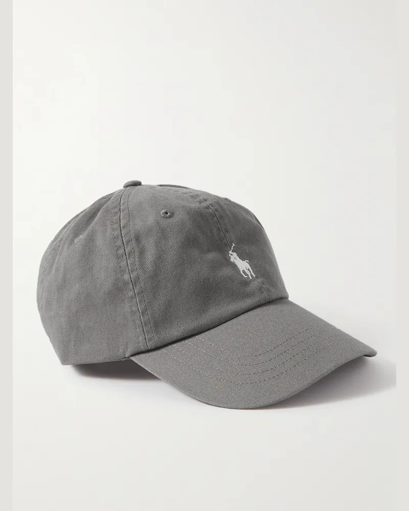 Ralph Lauren Logo-Embroidered Cotton-Twill Baseball Cap Gray