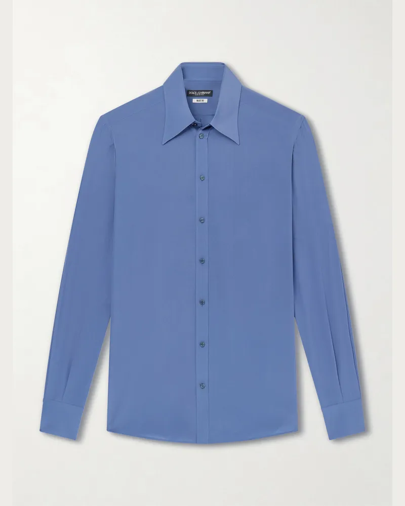 Dolce & Gabbana Hemd aus Seiden-Oxford Blau