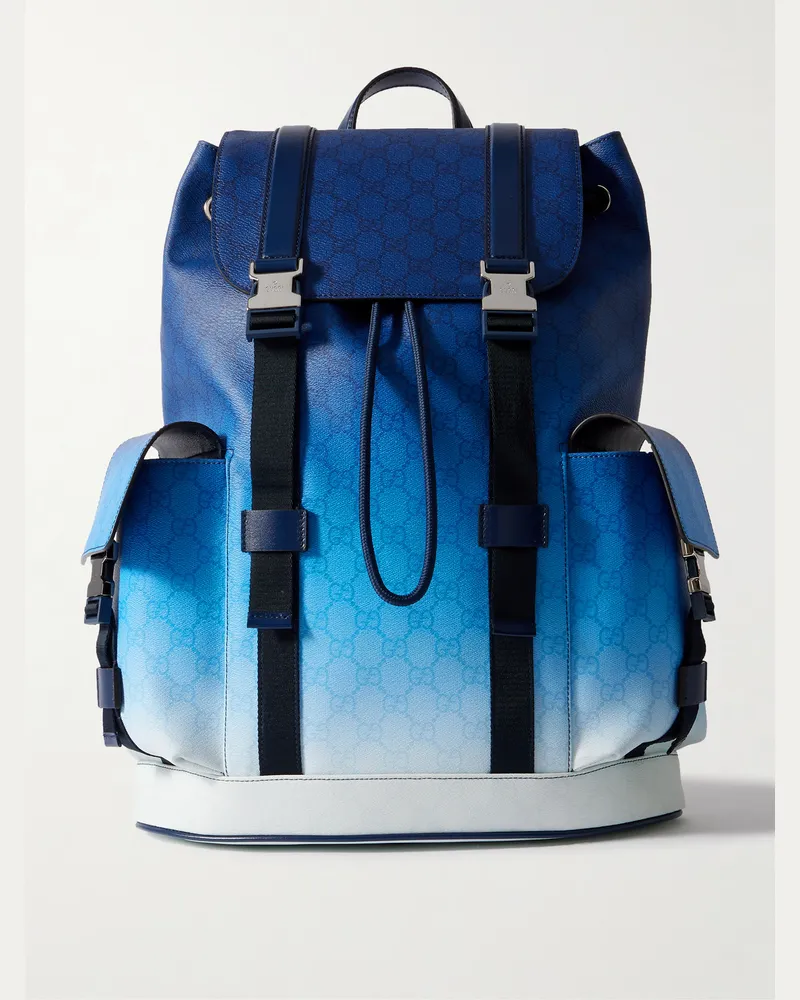 Gucci Chroma Rucksack aus beschichtetem Canvas mit Logomuster, Farbverlauf und Webband Blau