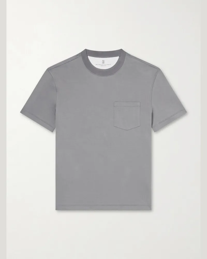Brunello Cucinelli Cotton-Jersey T-Shirt Gray
