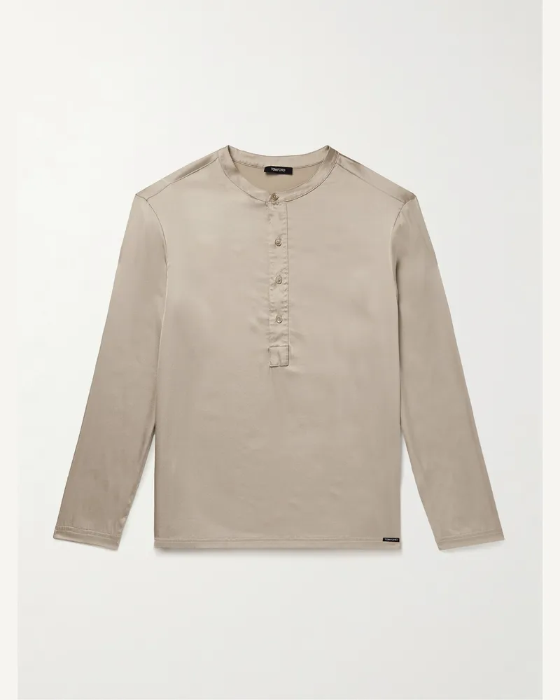 Tom Ford Henley Pyjama-Oberteil aus Stretch-Seidensatin Neutral