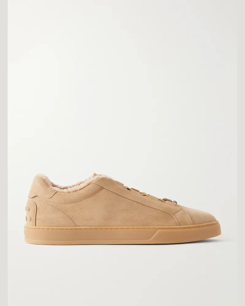 TOD'S Cassetta 04L Shearling-Lined Suede Sneakers Brown